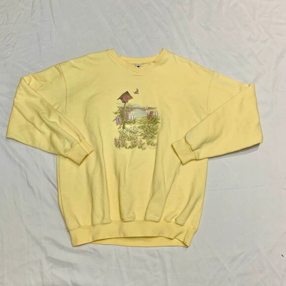 VTG 90s Northern Reflection Cottage Core Birdhouse Crewneck Sweatshirt Large - Picture 1 of 7